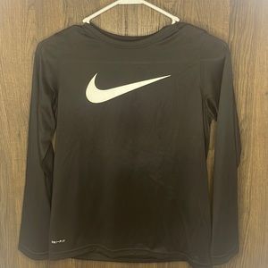 Youth large black Nike long sleeve with big white logo